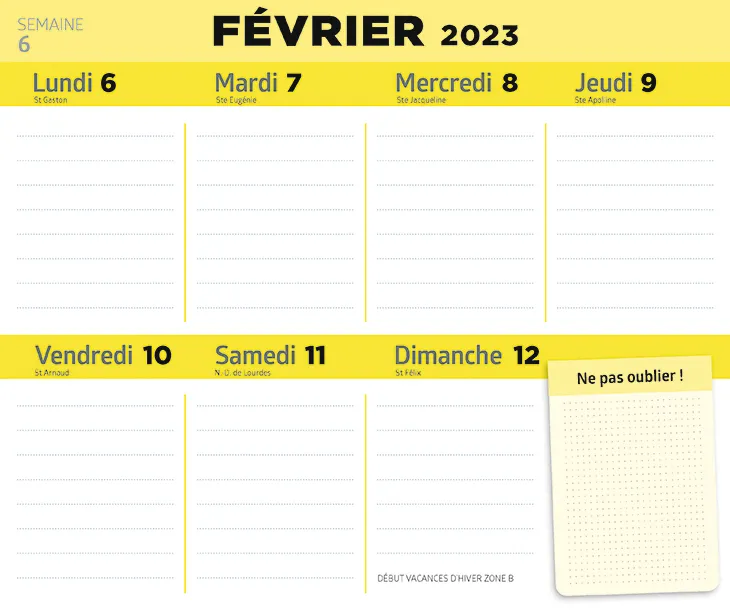 Frigobloc Hebdomadaire 2023 Simplissime calendrier frigo aimanté