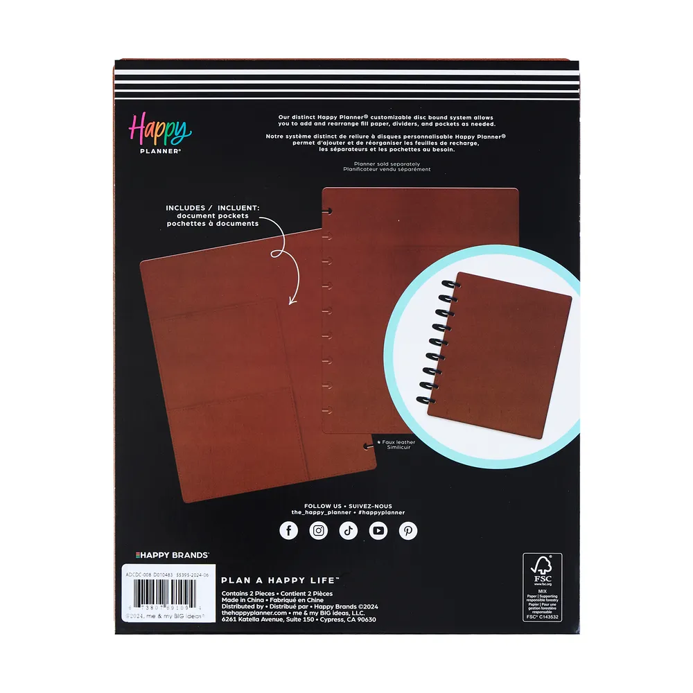 Happy Planner Classic couverture agenda Camel simili cuir grainé