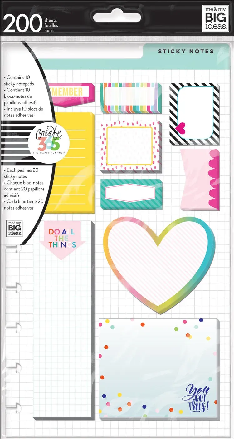 Happy Planner Remember notes autocollantes Classic 200 pièces