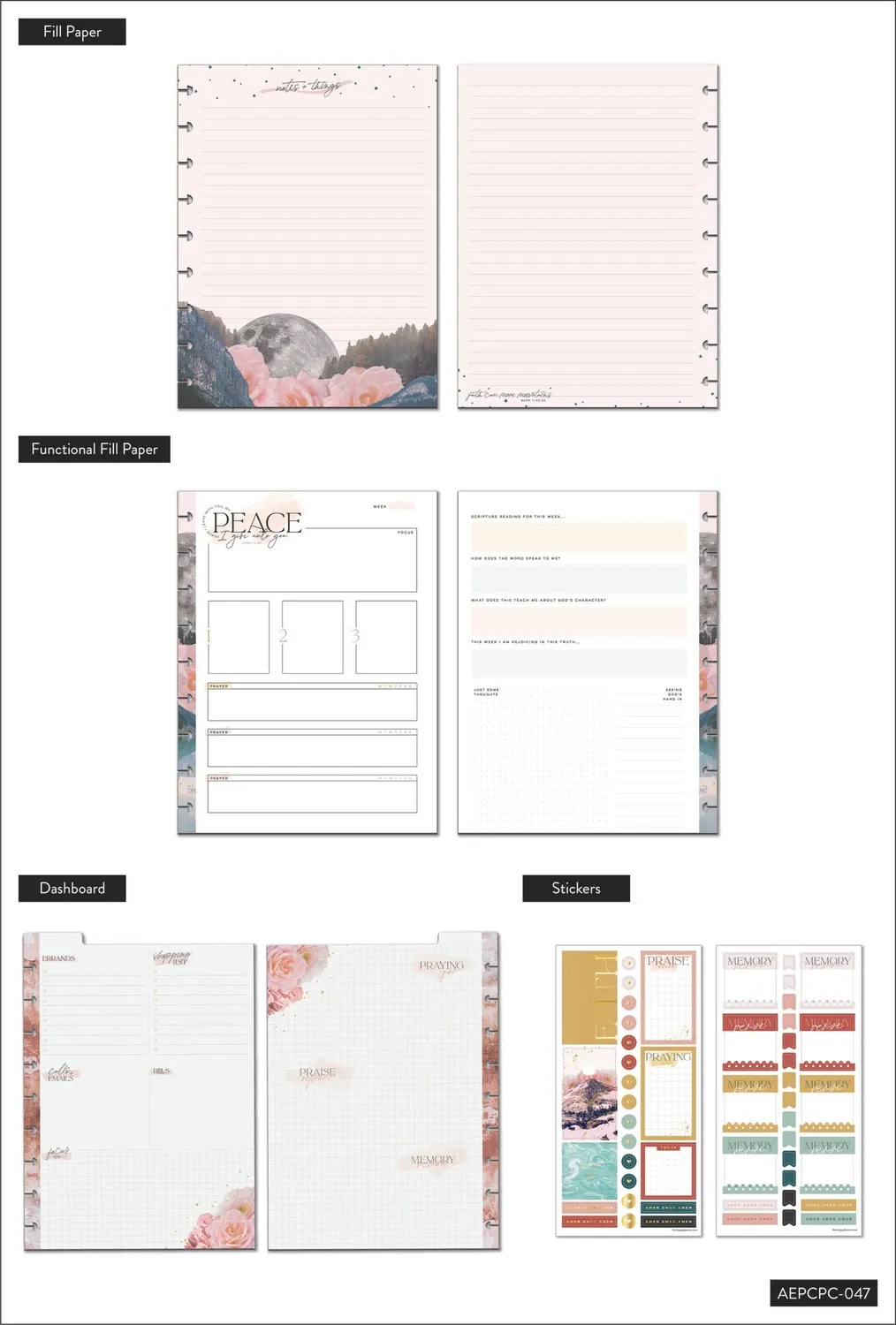 Happy Planner Be Still Faith Companion kit accessoires Classic foi