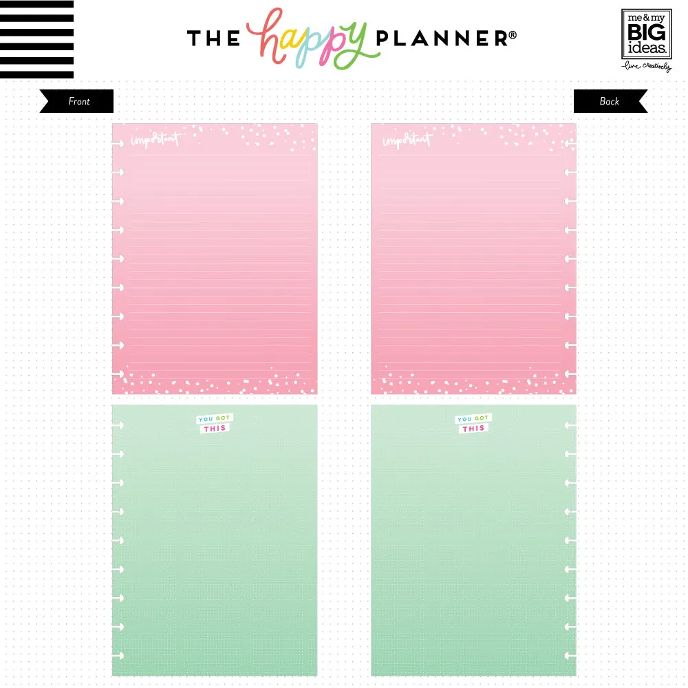 Happy Planner Colorful papier recharge classic 40 feuilles 4 couleurs
