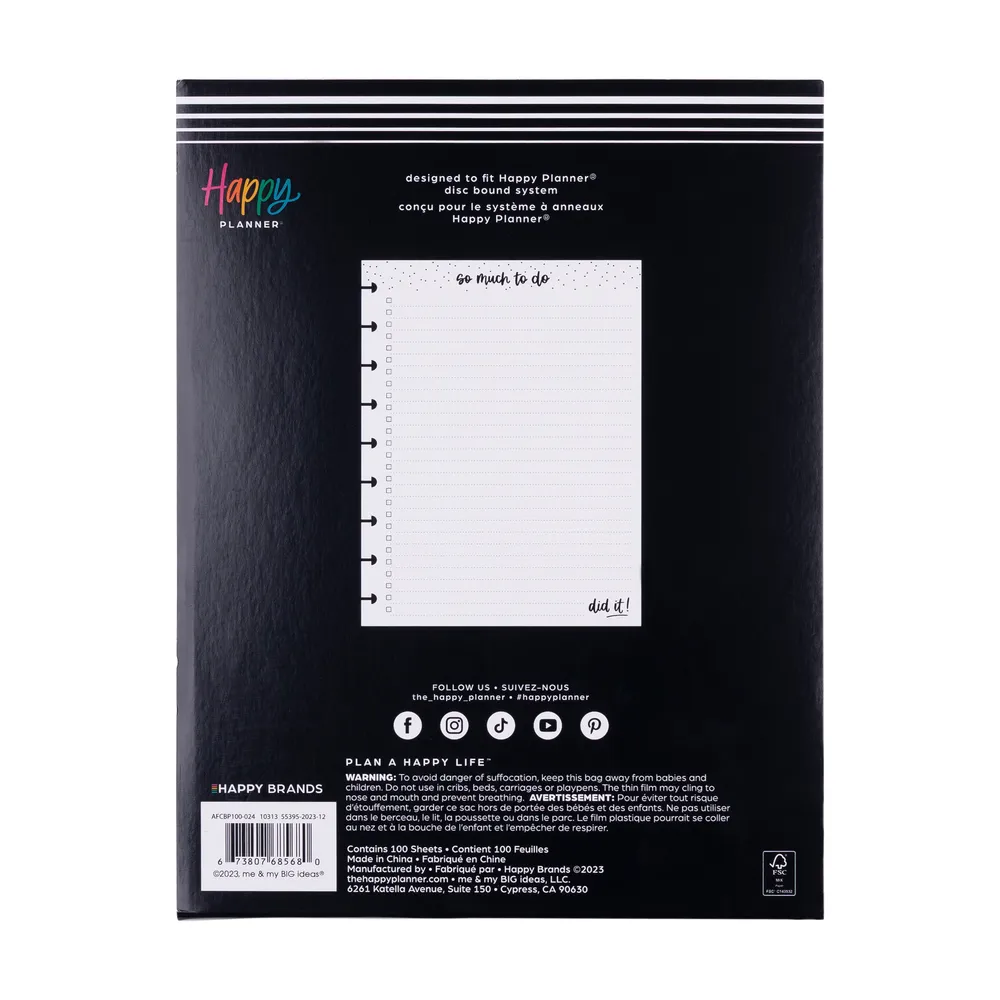 Happy Planner So Much To Do bloc checklist Classic 100 feuilles