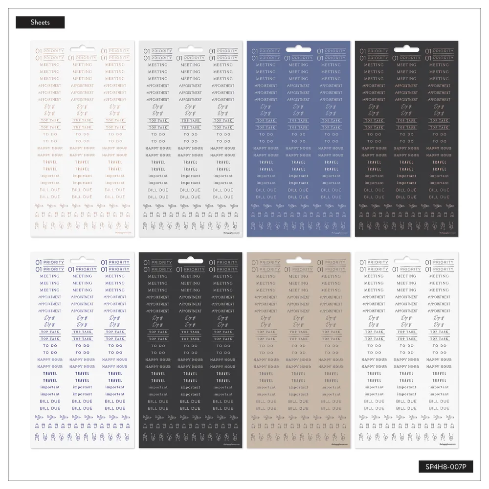 Happy Planner Work + Life Onyx stickers travail 8 planches