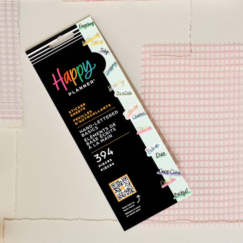 Happy Planner Hand Lettered Basics stickers 8 feuilles lettrage