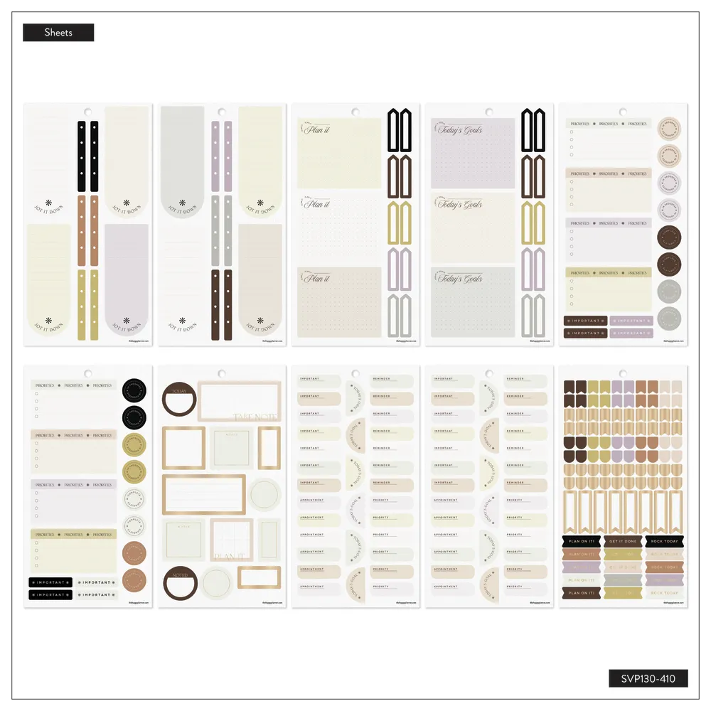 Happy Planner Neutral Chic stickers Classic 30 planches doré