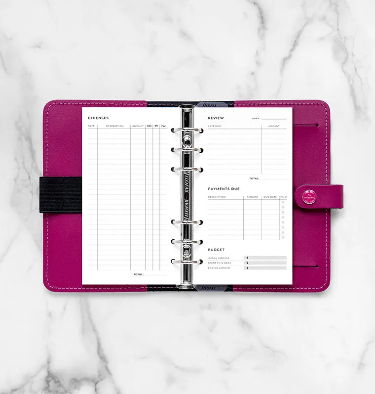 Filofax Minimal Expense Tracker recharge agenda Personal suivi dépenses