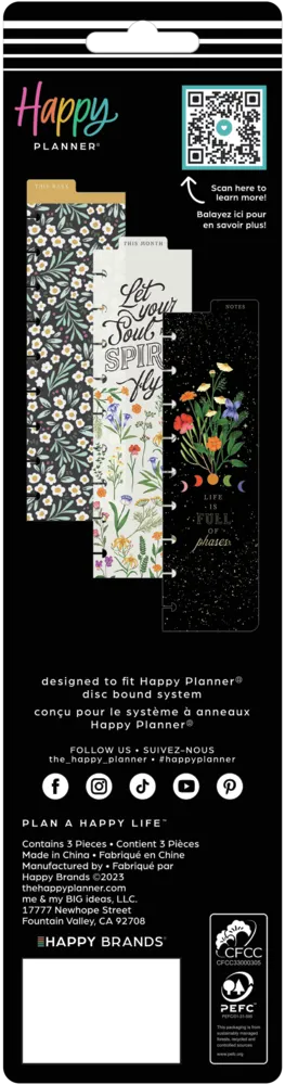 Happy Planner Moody Blooms marque-pages Classic lot de 3 floral