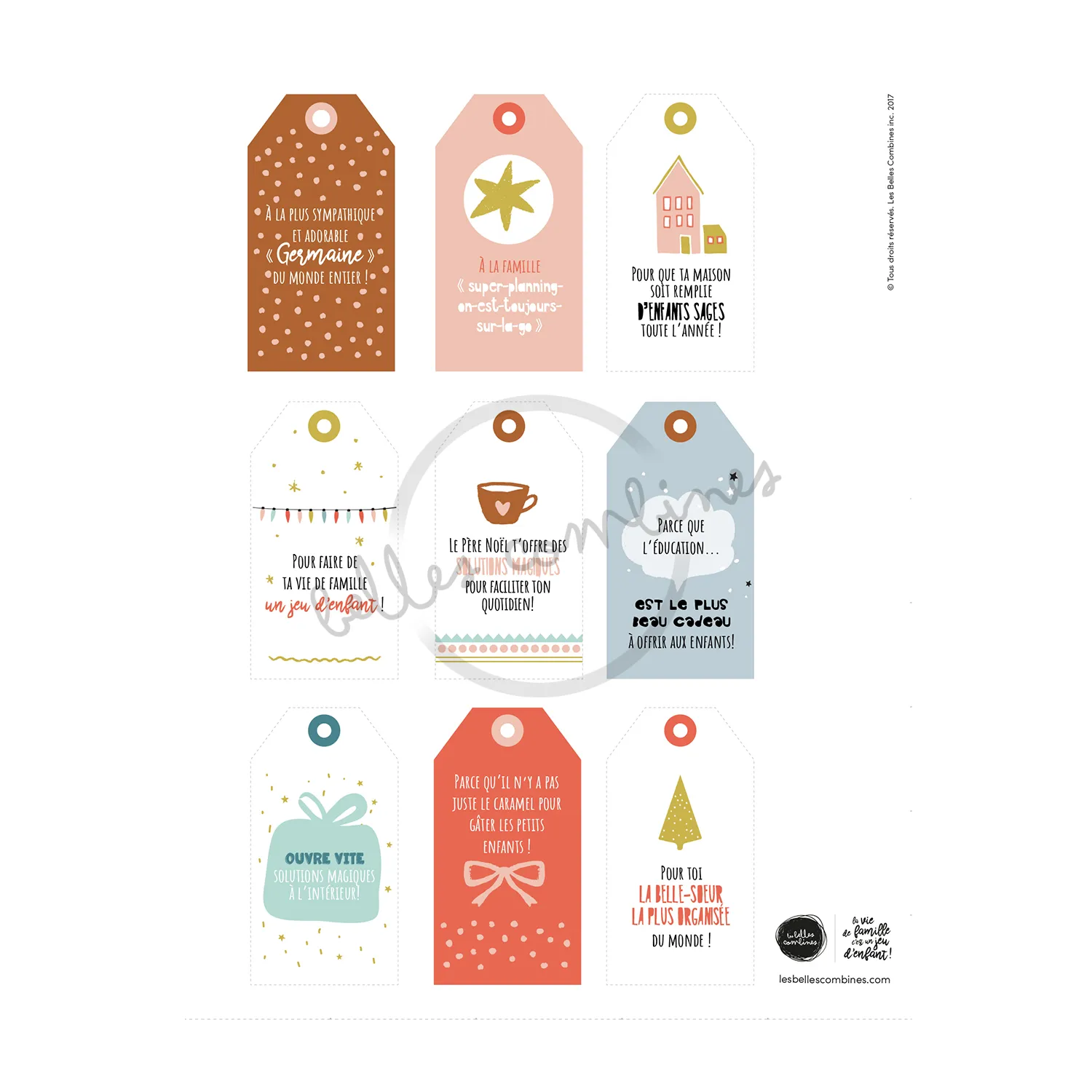 Les Belles Combines Étiquettes cadeaux de Noël à imprimer