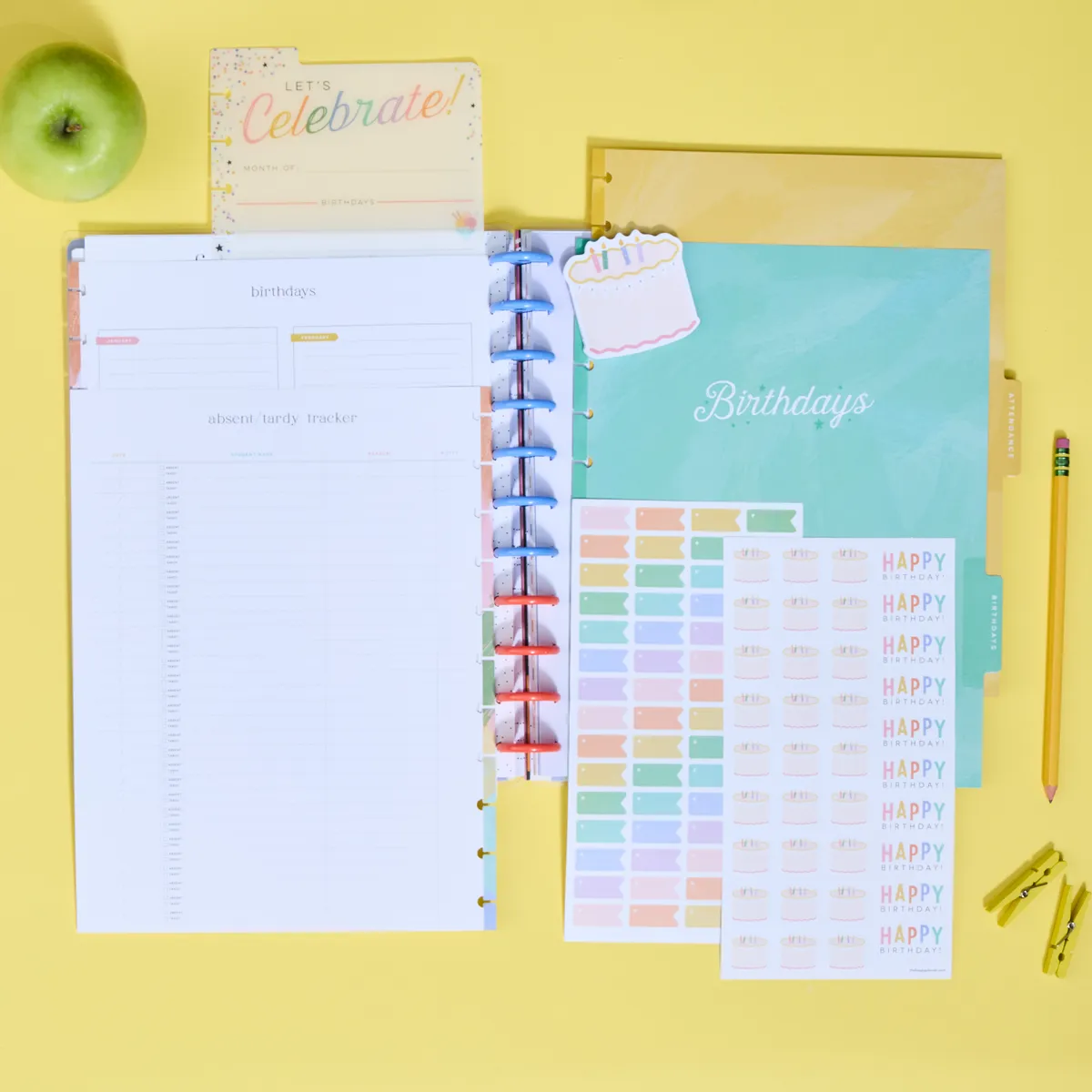 Happy Planner Student Attendance pack accessoires teacher Big