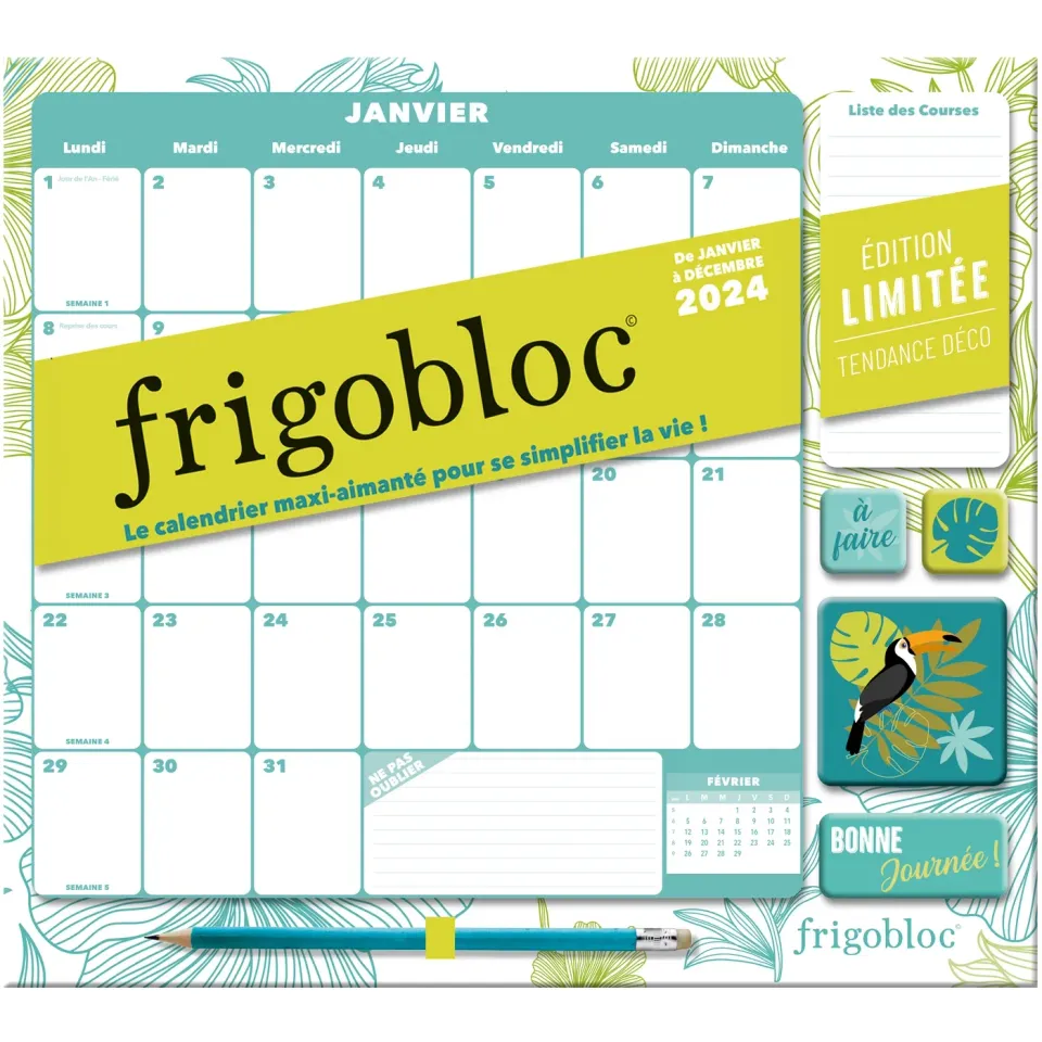 Frigobloc Mensuel 2024 calendrier frigo déco végétale édition limitée