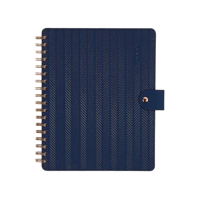 Citrine Navy Herringbone agenda pro 2027 Classic spirale cuir végan