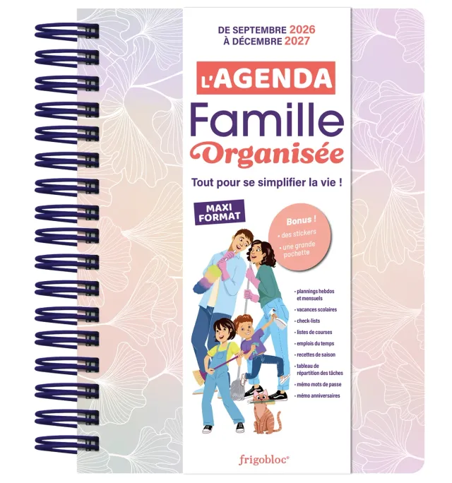 Frigobloc Famille organisée agenda 2027 maxi familial 16 mois