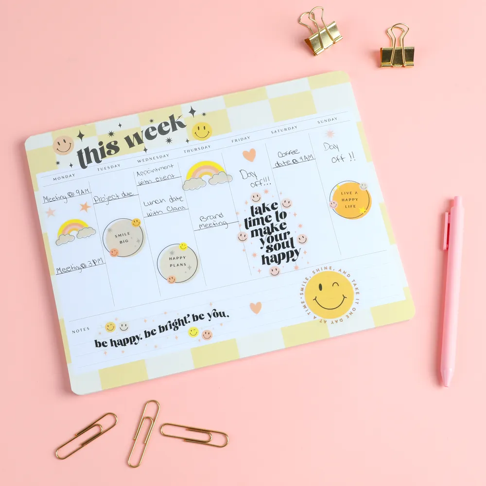 Happy Planner Smiley bloc-notes semainier tapis de souris 52 feuilles