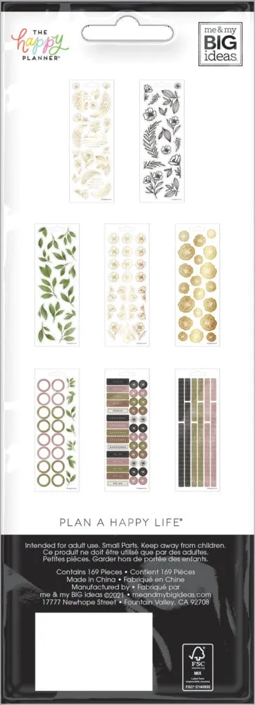 Happy Planner Heartland stickers 8 feuilles 169 pcs neutres
