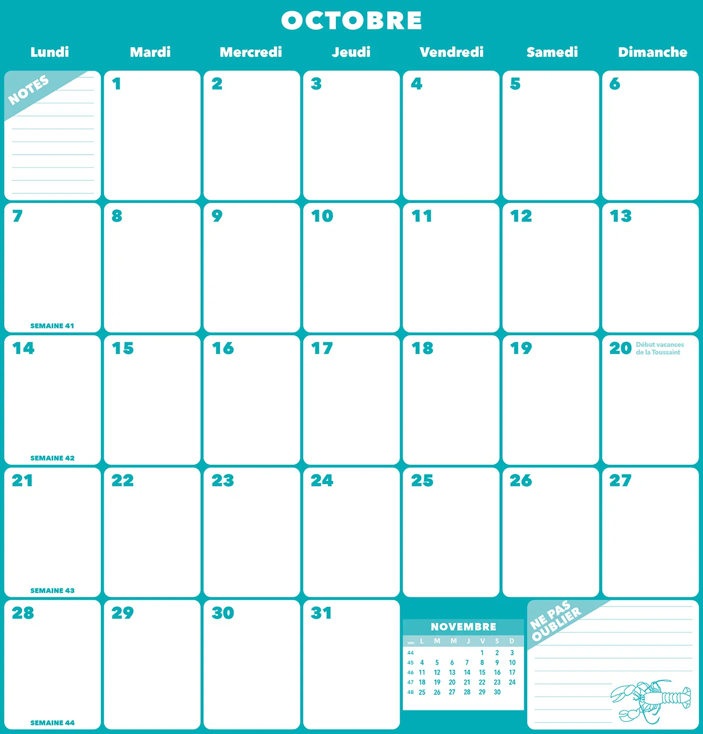 Frigobloc Mensuel Déco Friends 2024 calendrier frigo