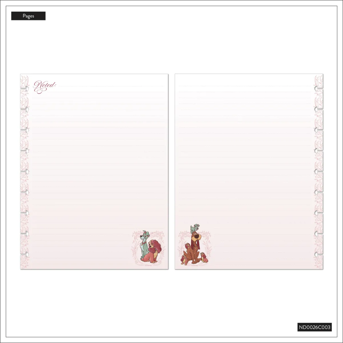 Happy Planner Disney Lady Tramp carnet pointillé Classic 60 feuilles