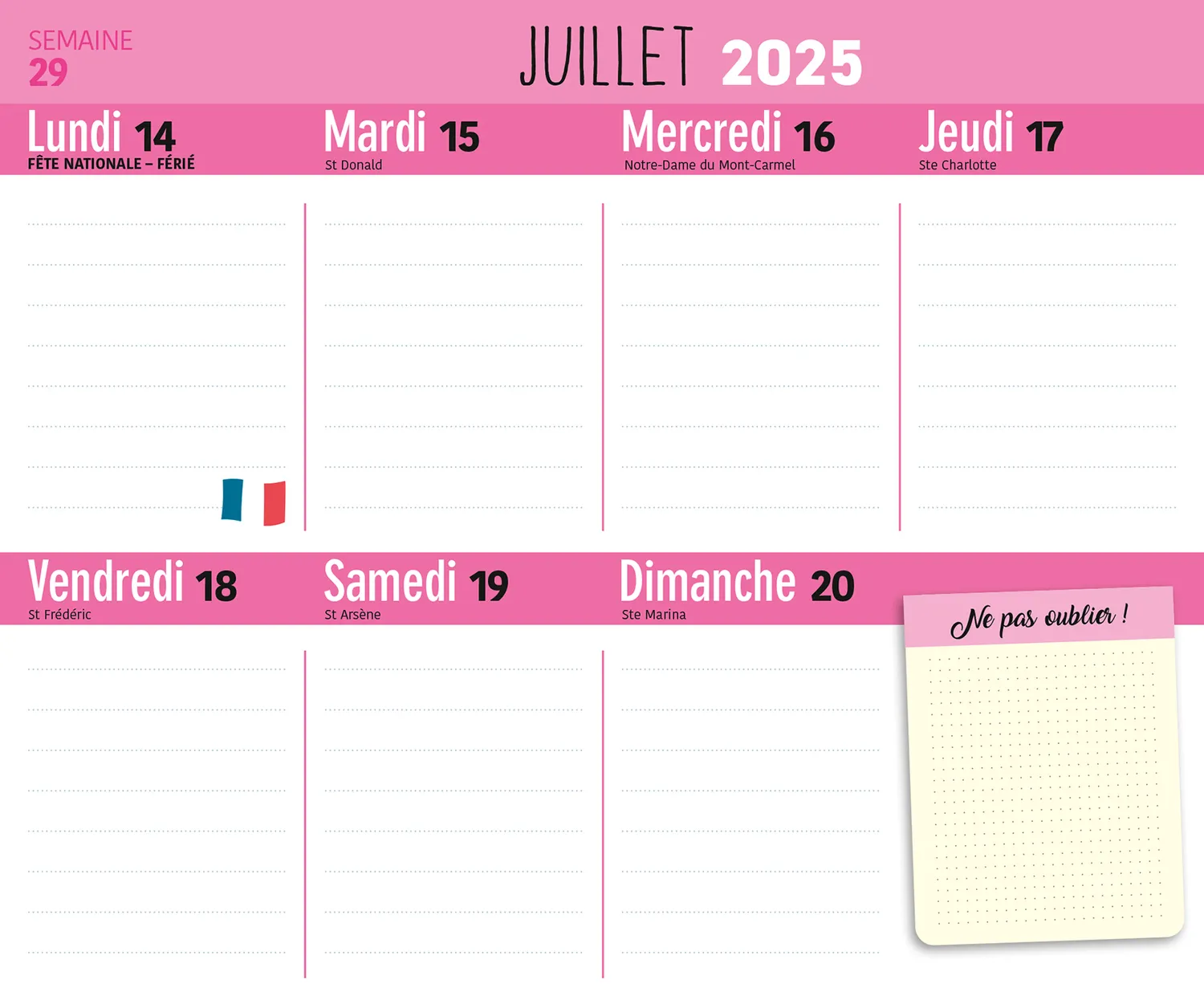 Frigobloc Hebdomadaire Robot cuiseur calendrier 2025 sept.2024-déc.25