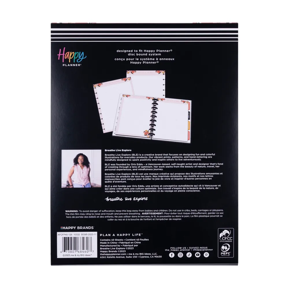 Happy Planner Breathe Live Explore recharge Classic 40 feuilles