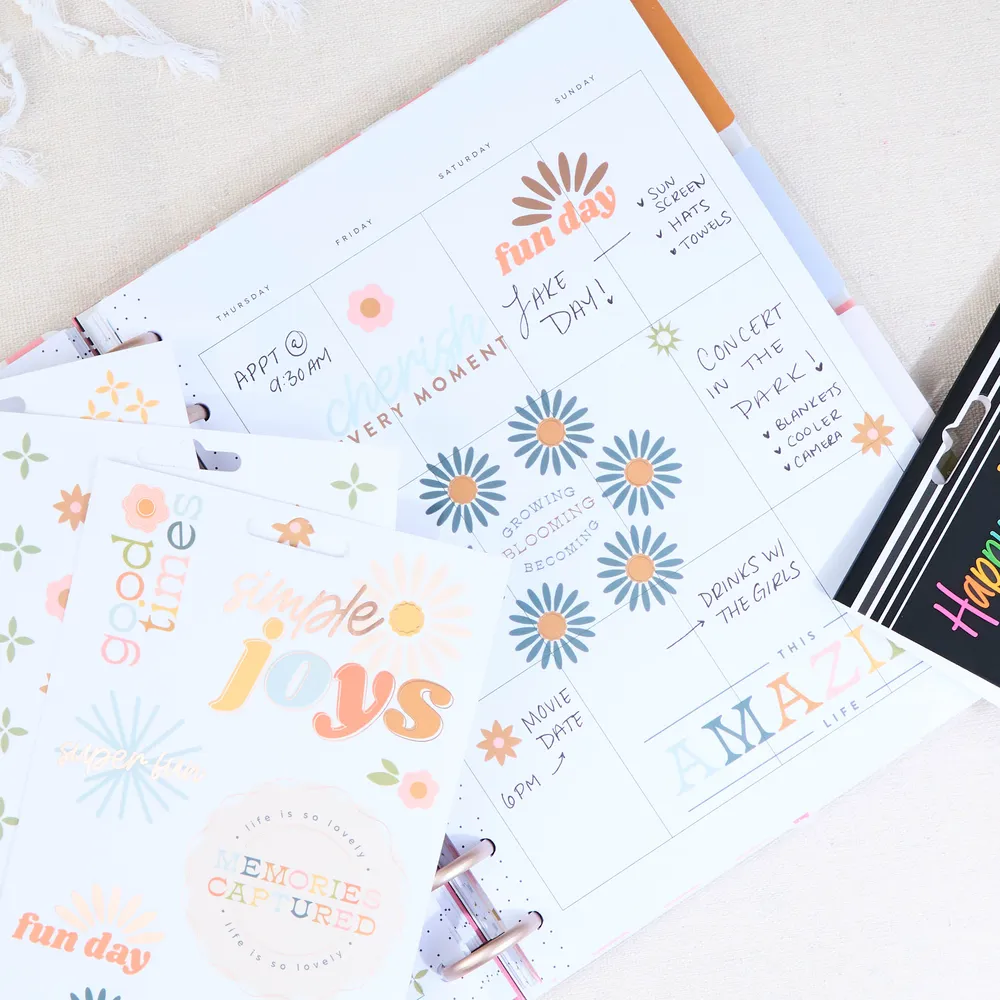 Happy Planner Simple Joys stickers agenda 5 planches doré