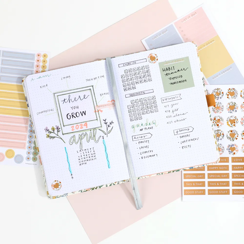 Happy Planner Ditsy Wildflower journal pointillé 160g floral