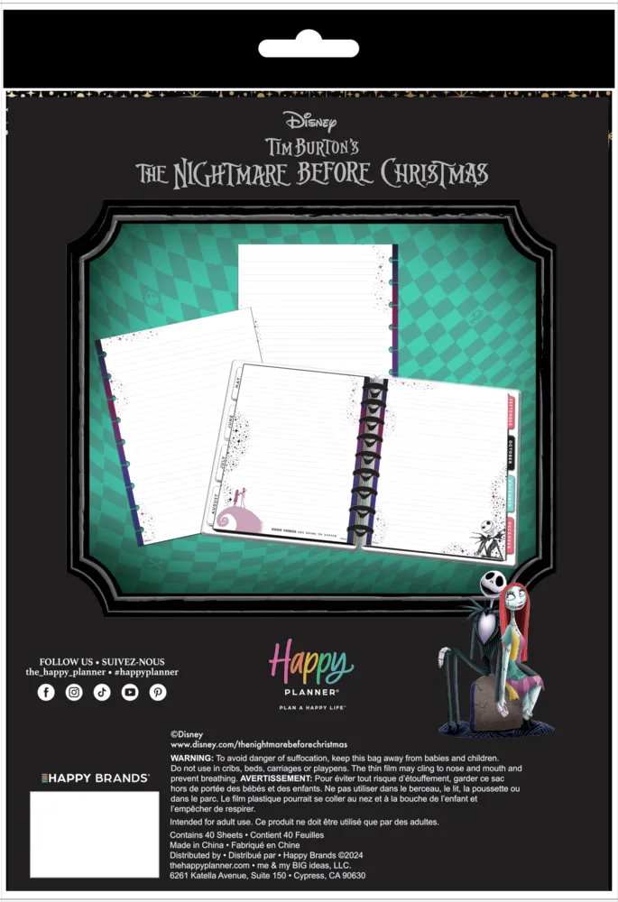 Happy Planner Disney Nightmare Before Christmas recharge pointillée Classic 40 feuilles