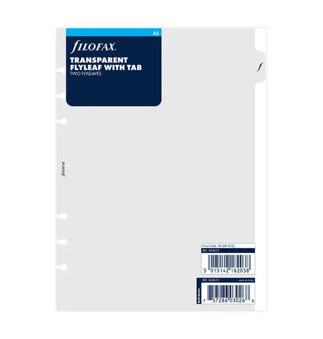 Filofax Classic intercalaire transparent A5 rigide