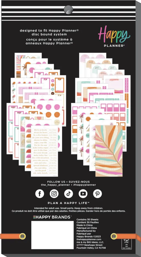Happy Planner Organic Wellness stickers 30 feuilles 541 bien-être