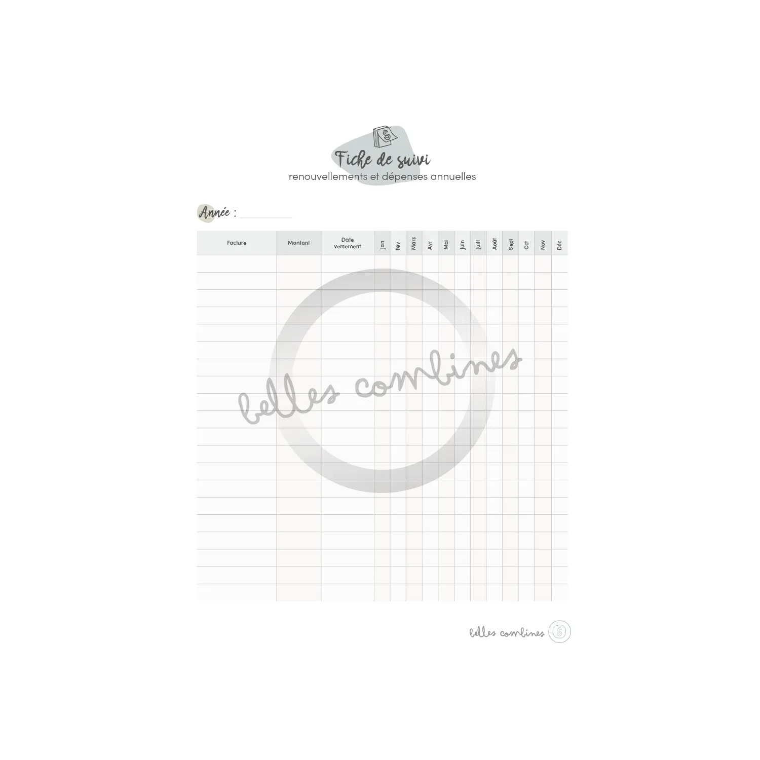 Les Belles Combines Suivi renouvellements dépenses fiche à imprimer