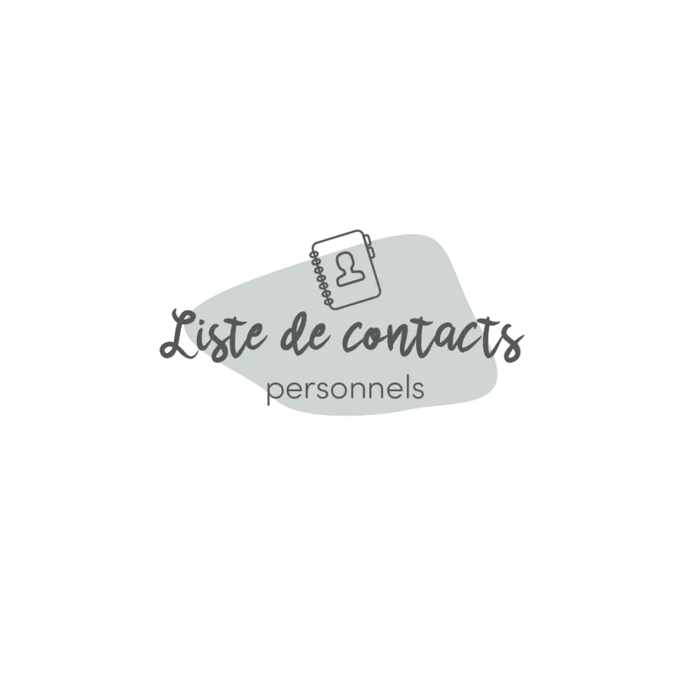 Les Belles Combines Liste contacts personnels fiche à imprimer