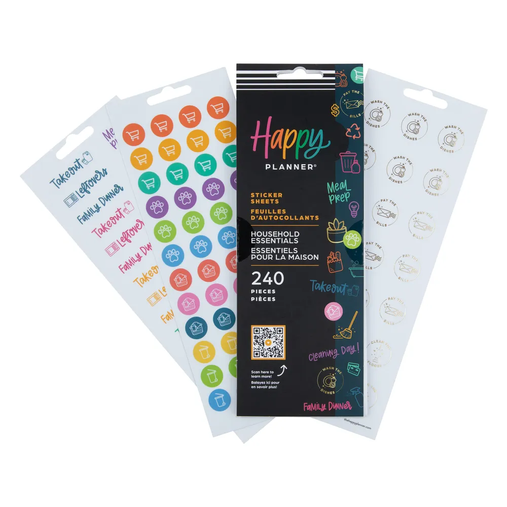 Happy Planner Household Essentials stickers maison 8 planches