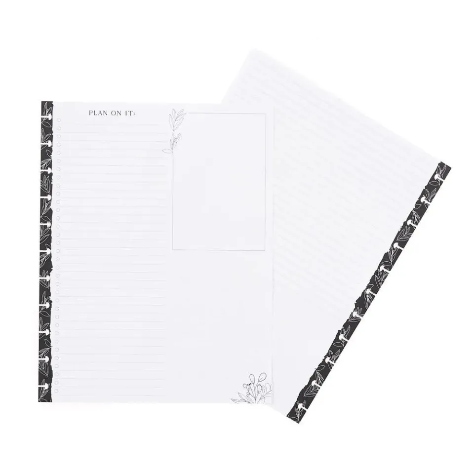 Happy Planner Black White Florals recharge papier Big 40 feuilles