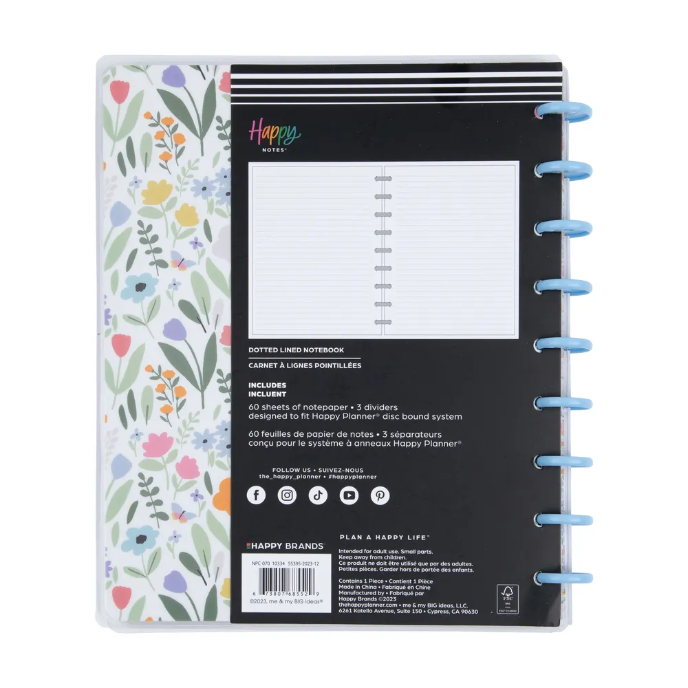 Happy Planner Soft Florals carnet Classic 60 feuilles ligné pointillé