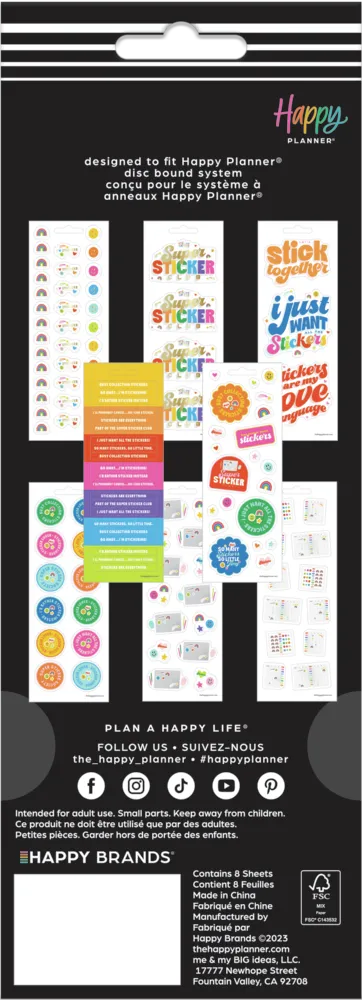 Me & my big ideas I Heart Stickers déco 8 planches 122 stickers