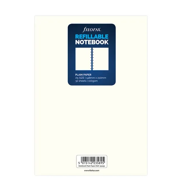 Filofax Notebook recharge feuilles blanches A5