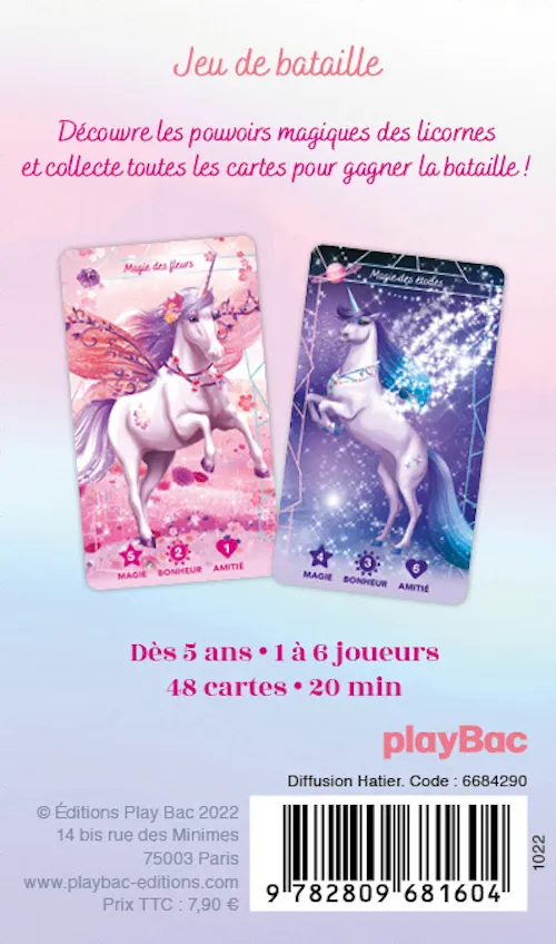 Frigobloc Licornes de rêve jeu de bataille jeu de cartes 48 cartes
