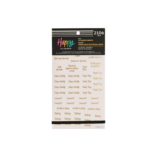 Happy Planner School Words stickers agenda Big école 30 feuilles