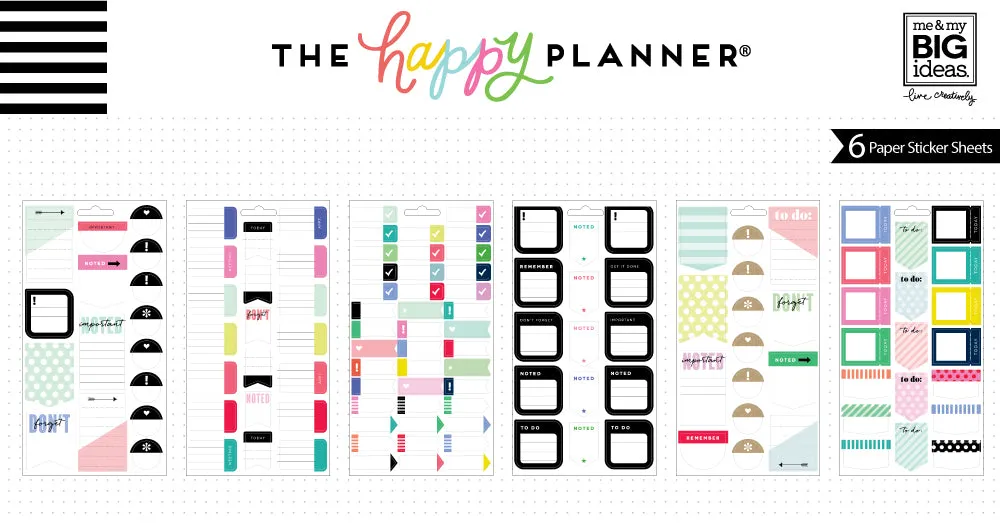 Happy Planner Don't Forget stickers onglets 6 planches