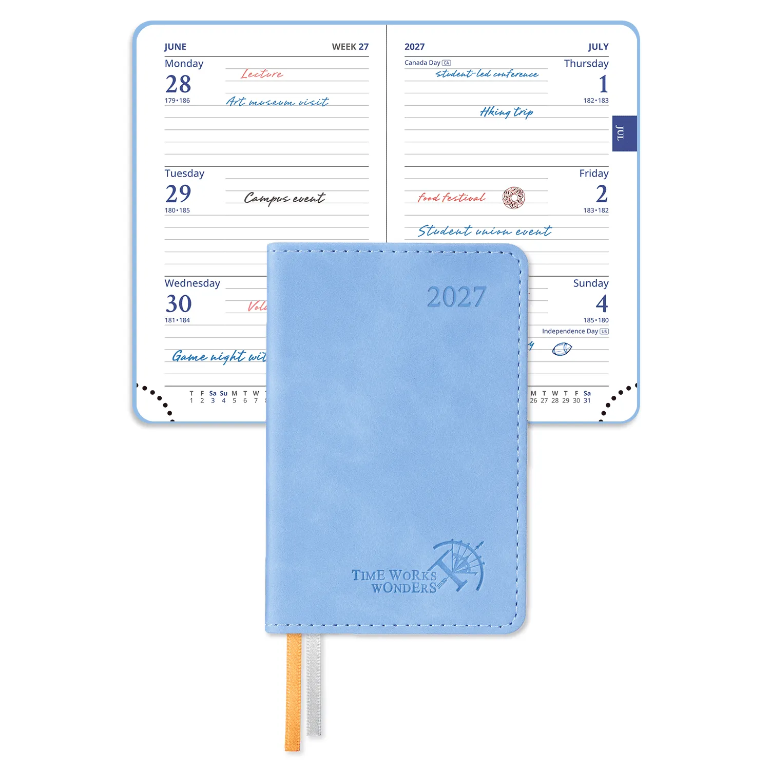 Poprun CELA7-27 mini agenda poche 2027 11,4x7,6 cm marron