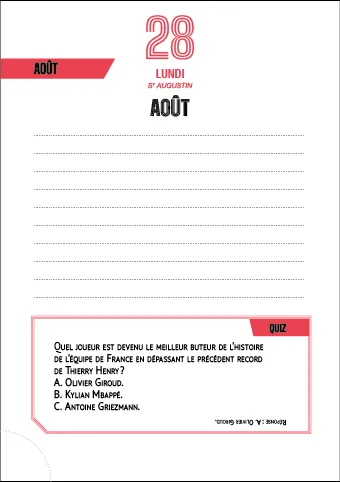 Frigobloc Foot agenda scolaire 2023-2024 page par jour