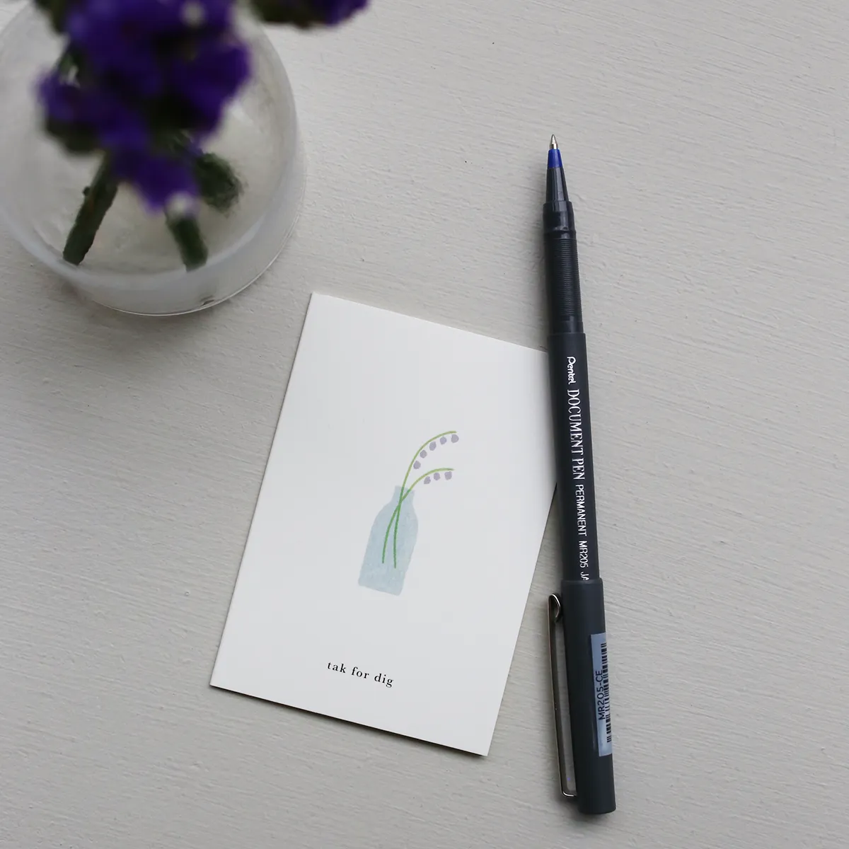 Kartotek Blomstervase petite carte merci tak for dig