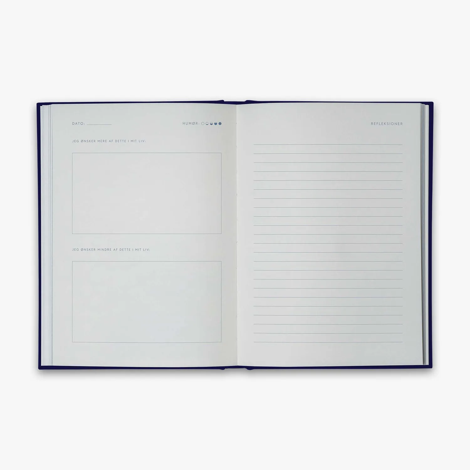 Kartotek Refleksionsdagbog journal guidé danois bleu nuit