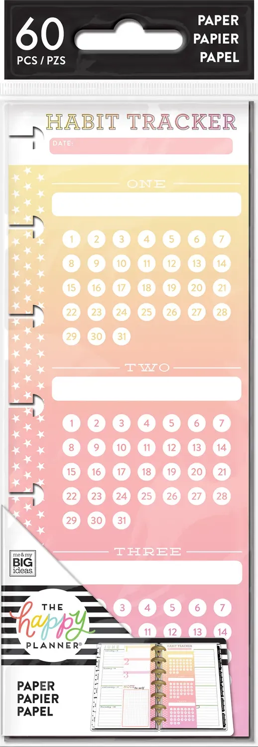 Happy Planner Happy Notes Habit Tracker mini papier 60 feuilles