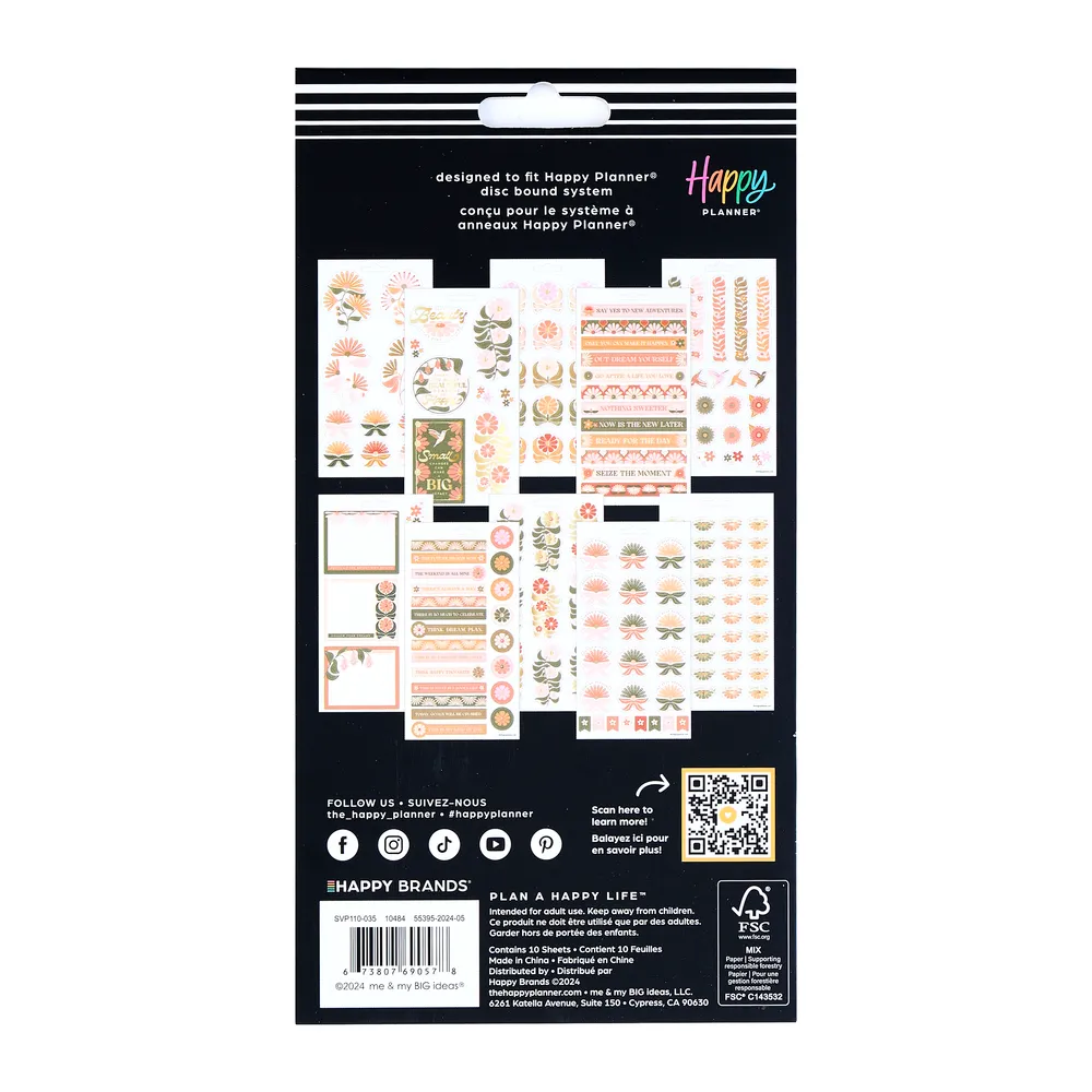 Happy Planner Desert Rose stickers désert 10 feuilles 170 pièces