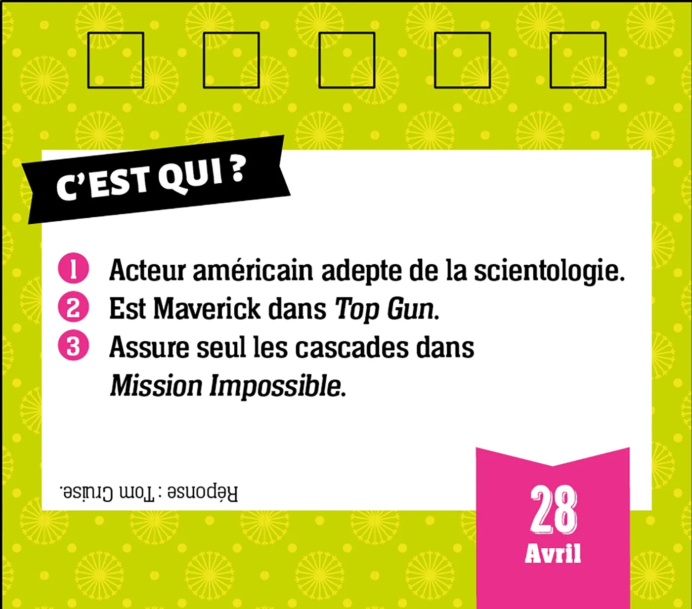 Frigobloc C'est Qui calendrier quiz chevalet 365 jours