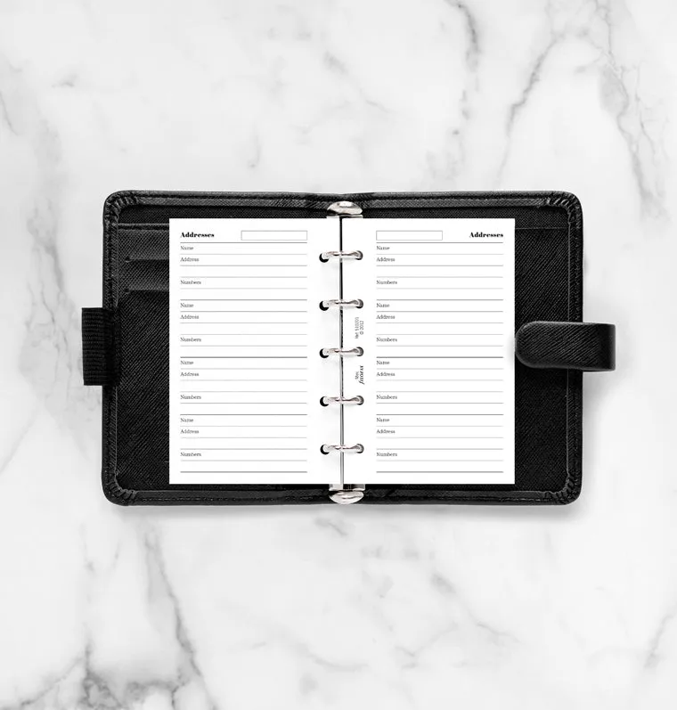 Filofax Classic recharge répertoire Mini 20 feuilles