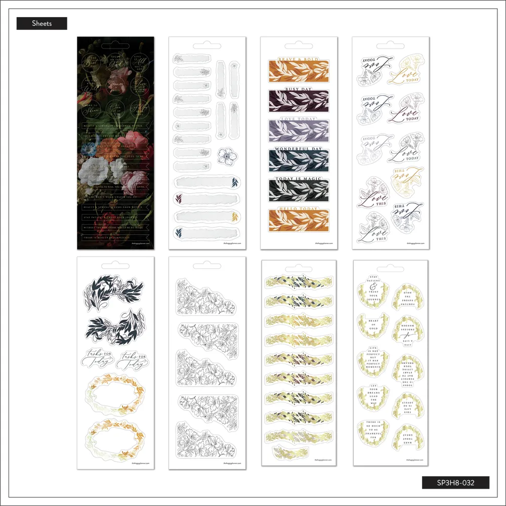 Happy Planner Bold Baroque stickers 8 feuilles 86 pièces