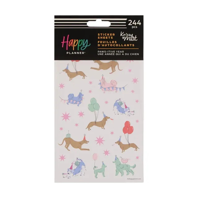 Happy Planner Pawsitive Dogs stickers 10 feuilles 244 chiens