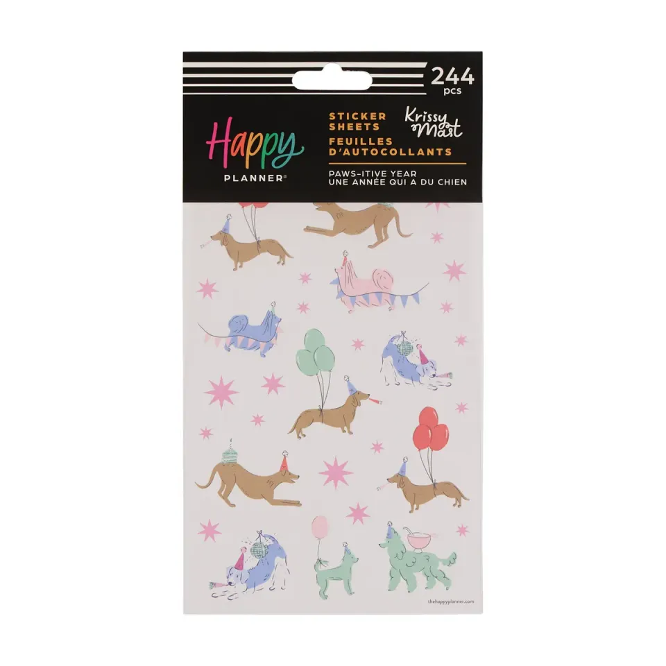 Happy Planner Pawsitive Dogs stickers 10 feuilles 244 chiens