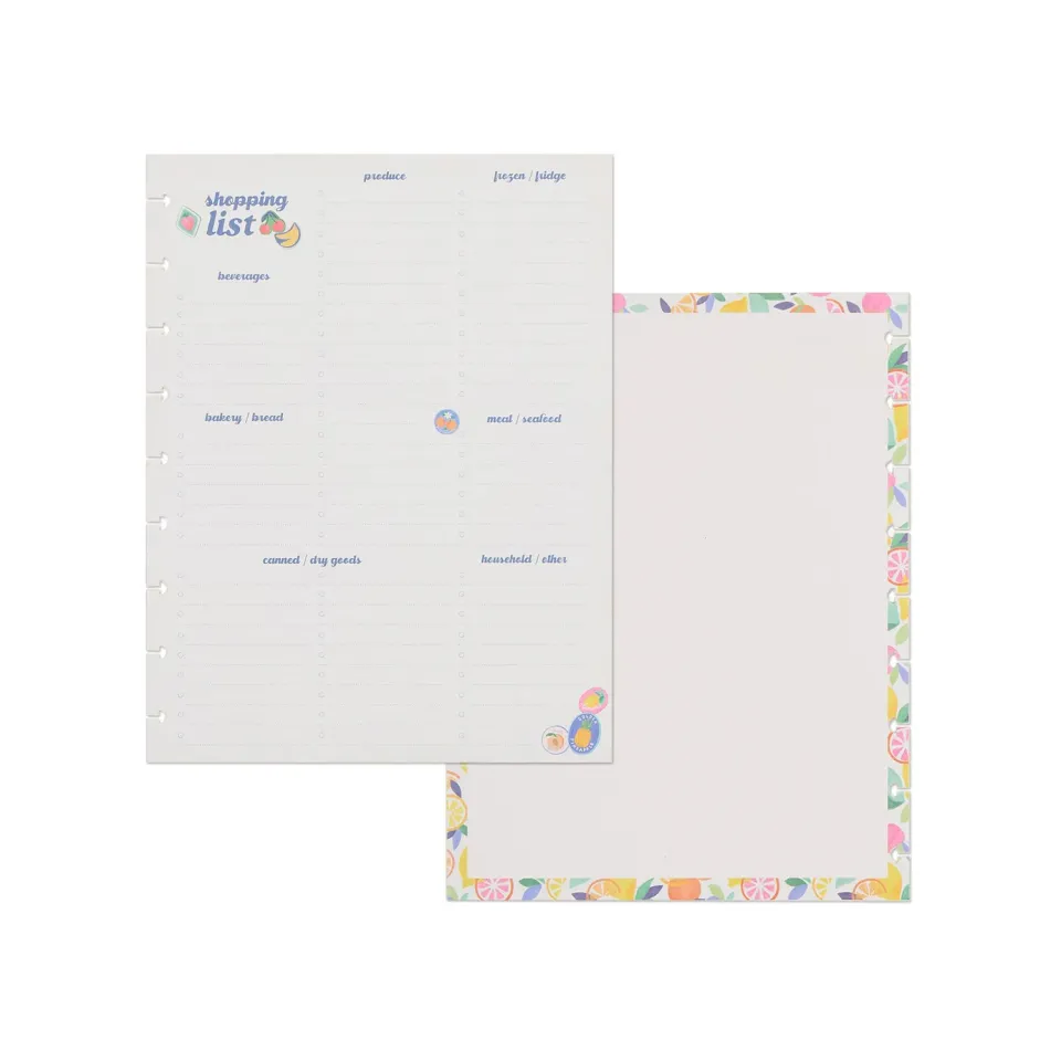 Happy Planner Sunshine Splash liste courses papier Classic 40 feuilles