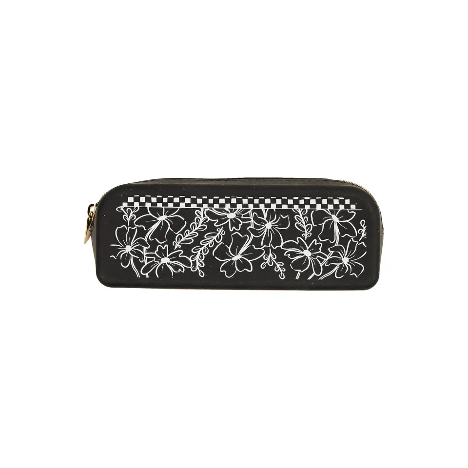 Happy Planner Flower Charm trousse silicone crayons fleurs noir